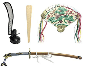 【雛人形の道具単品販売】親王用の冠、笏、太刀、檜扇のセット